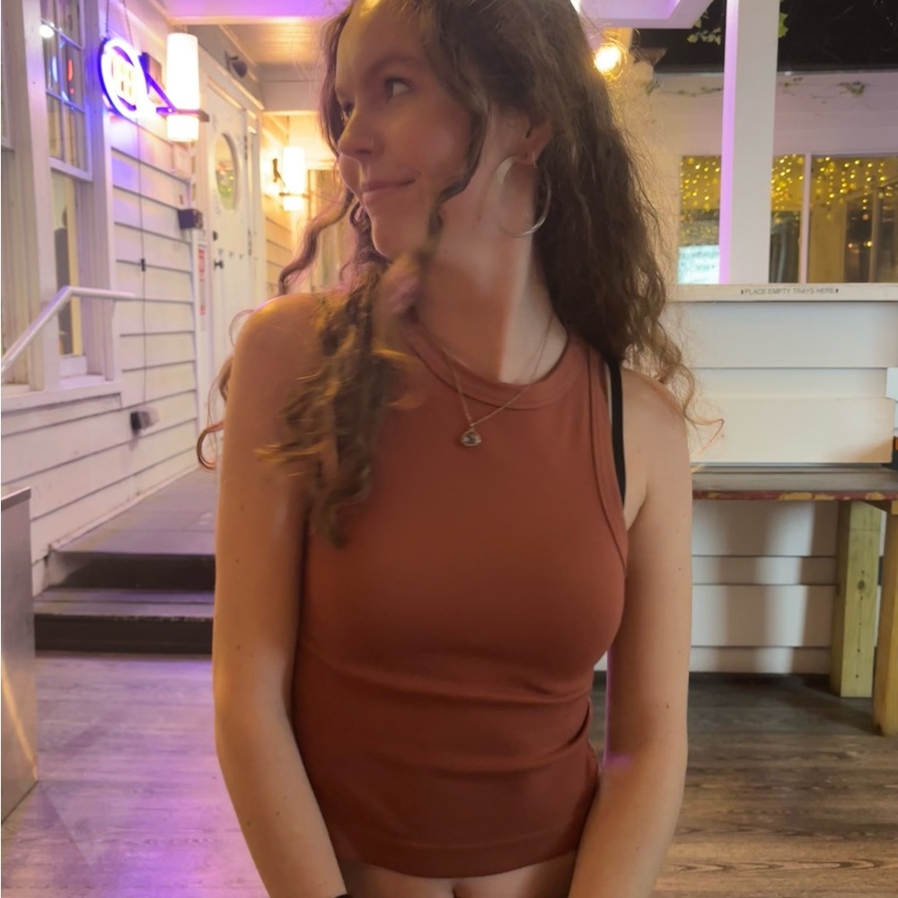 Orange Ribbed Tank Top - Picture 5 of 5